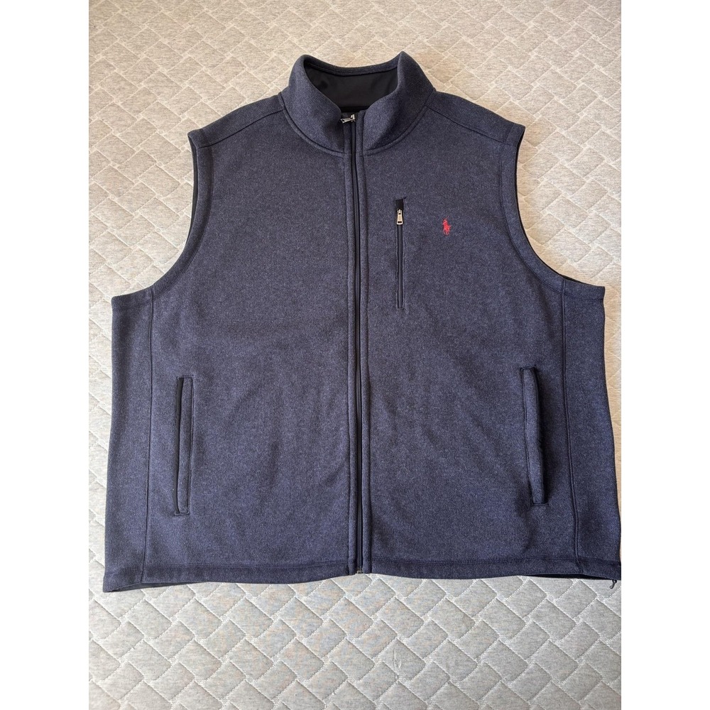 Polo Ralph Lauren Vest Mens 4XB Blue Fleece Full Zip Windbreaker Classic Outdoor
